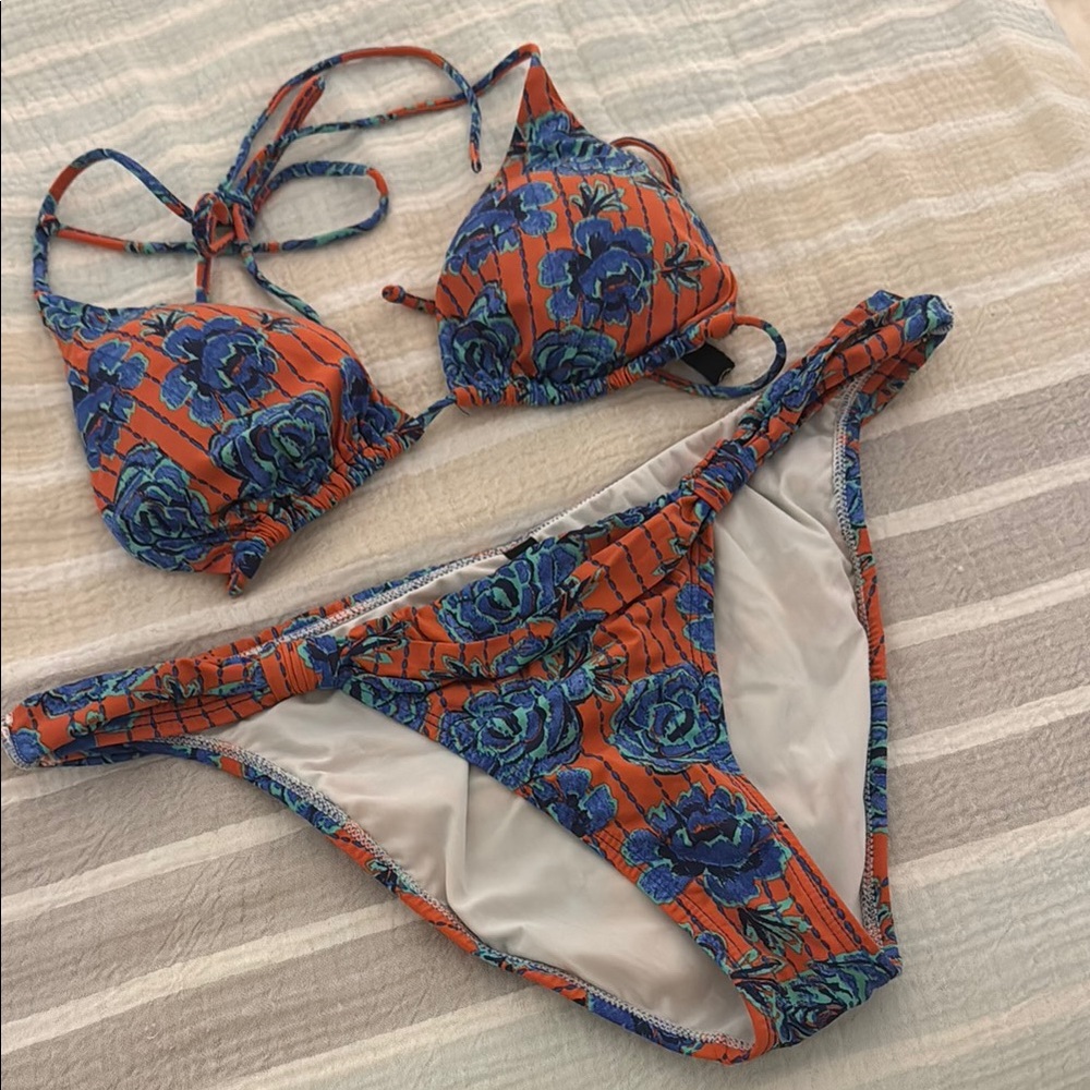 VIX Orange and Blue Floral Bikini
